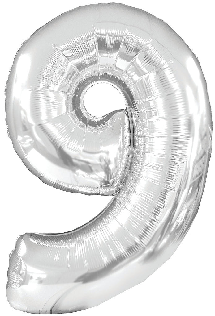 34" Jumbo Number #9 - Silver Foil Balloon