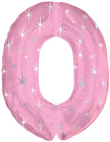 38" Pink Sparkle Zero Number Balloon