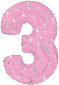 38" Pink Sparkle Three Number Balloon