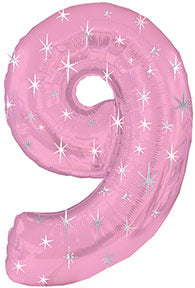 38" Pink Sparkle Nine Number Balloon