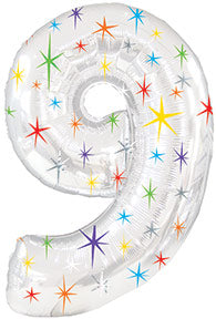 38" Multi-Colored Sparkles Nine Balloon