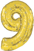 38" Gold Sparkle Nine Jumbo Number Balloon