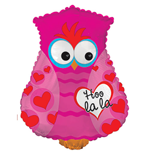 24" Hoo La La Owl Balloon Shape Pink