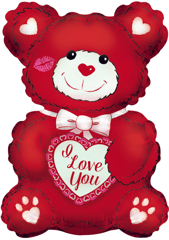 20" I Love You Red & White Teddy Foil Balloon