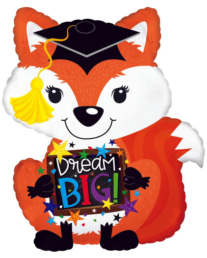 22" Dream Big Grad Fox Foil Balloon