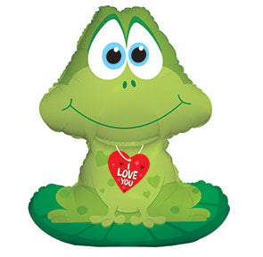 33" I Love You Frog Balloon on Lilly Pad