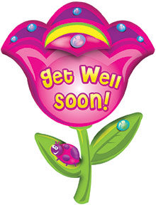 32" Get Well Soon Flower Packaged Balloon