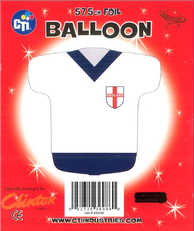 22" England Rugby Jersey Shaped Foil Balloon