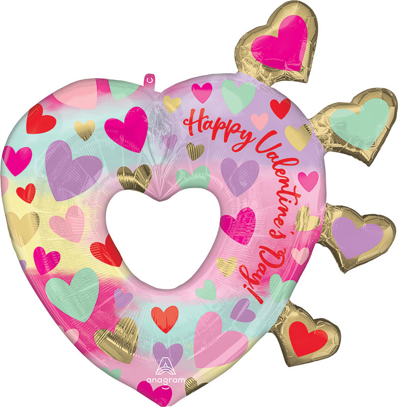 31" SuperShape Happy Valentine's Day Open Heart Pastel Foil Balloon