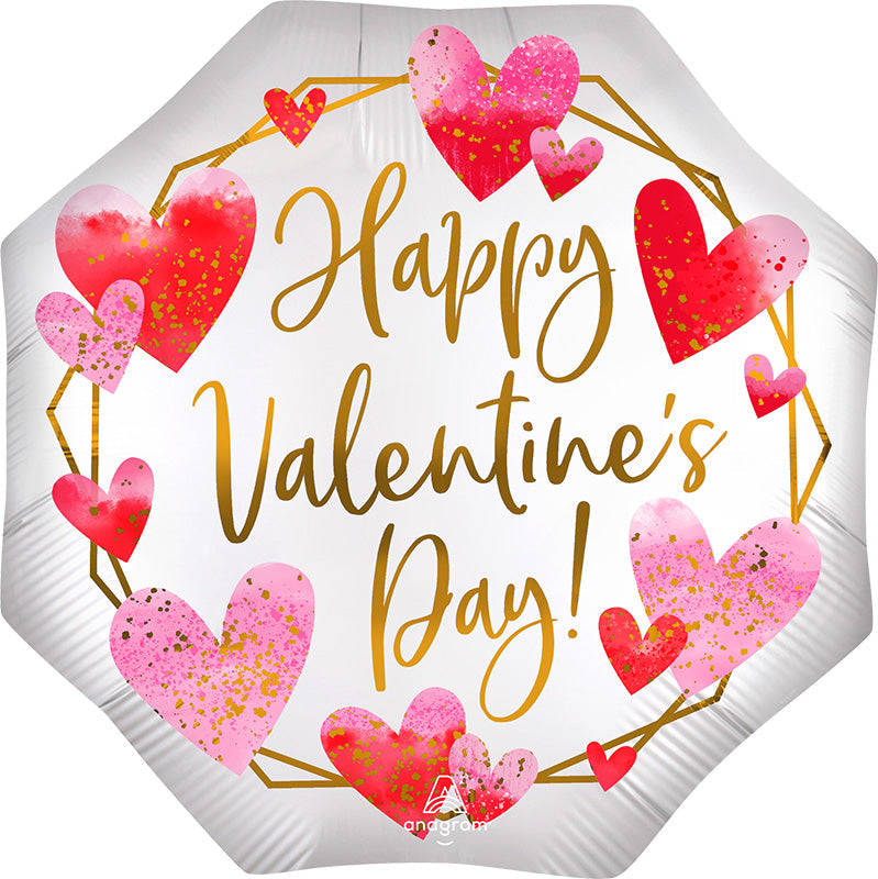 29" SuperShape Satin Watercolor Happy Valentine's Day Foil Balloon