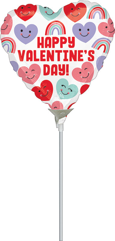 4" Airfill Only Happy Valentine's Day Cute Hearts Foil Balloon