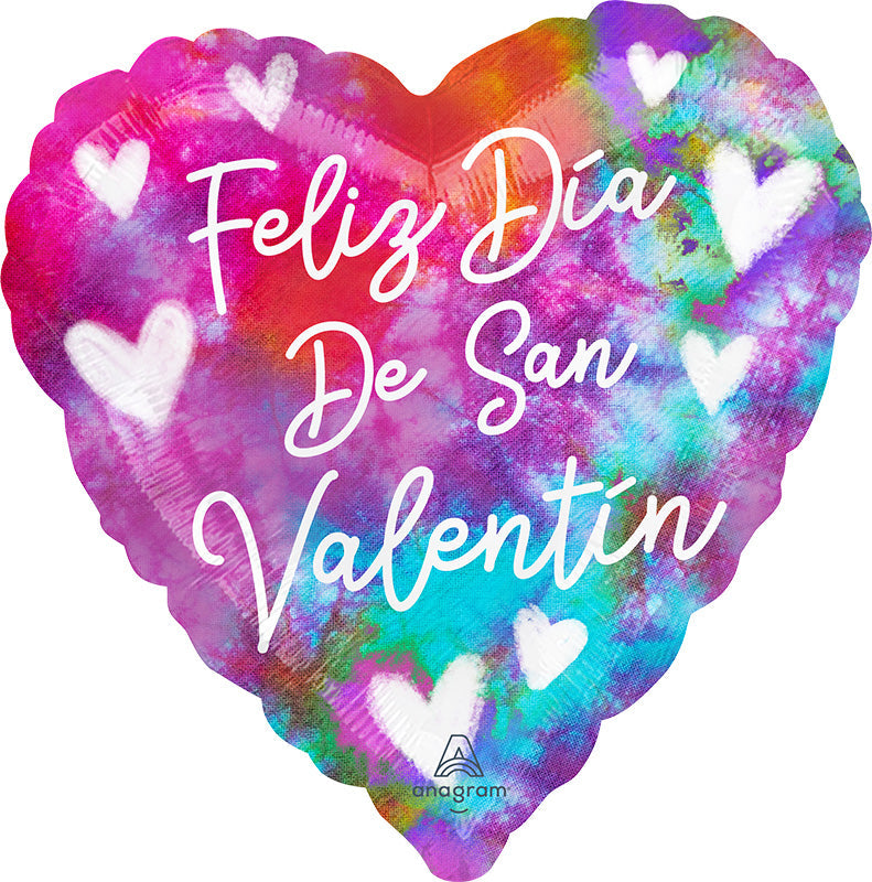 18" Tie-Dye Spanish Valentine Foil Balloon