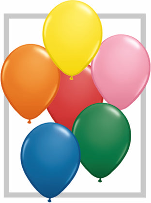 11" Qualatex Latex Balloons STANDARD Assortment (100 Per Bag)