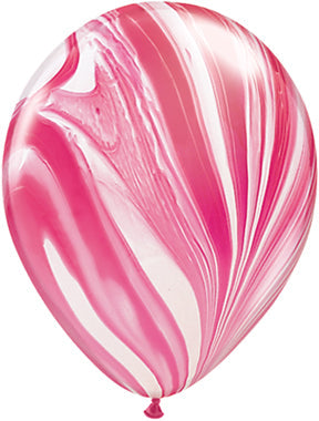11" Latex Balloons Qualatex Red and White Agate (100 Count)