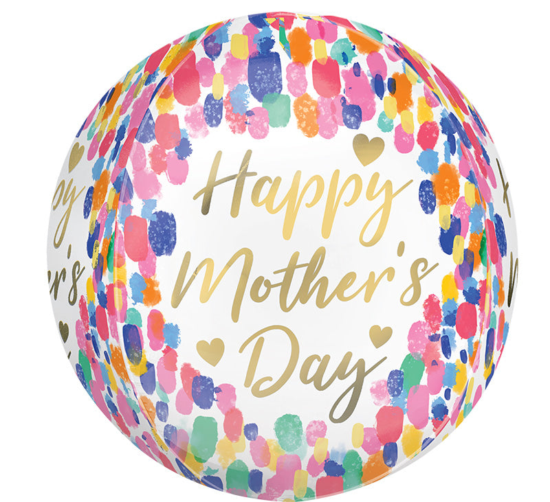 16" Orbz Happy Mother's Day Colorful Watercolor Foil Balloon
