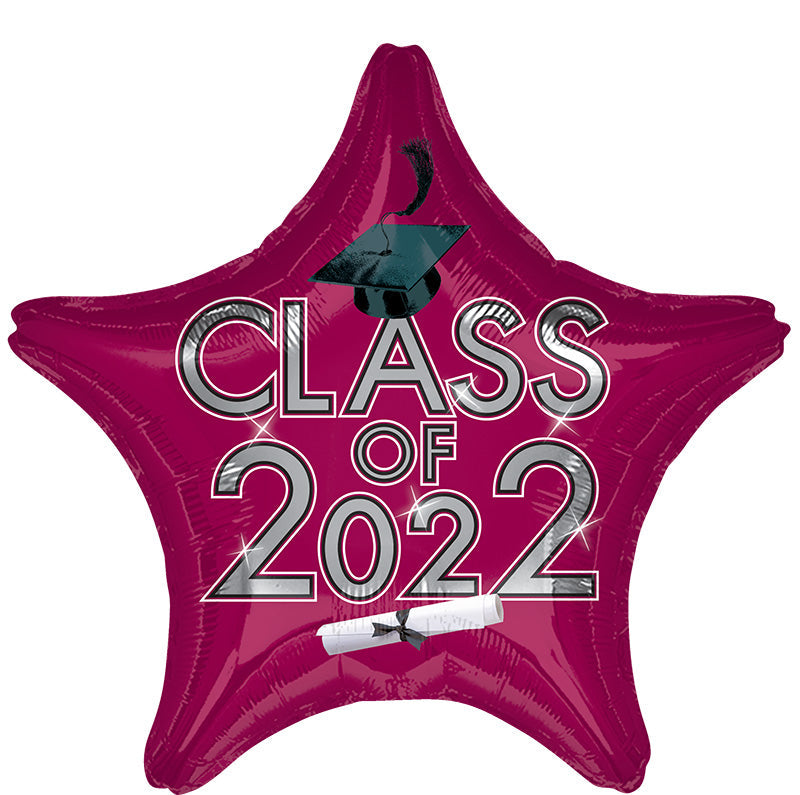 18" Graduation Class of 2022 - Berry Foil Balloon