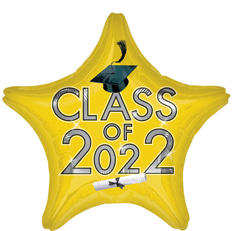 18" Graduation Class of 2022 - Yellow Foil Balloon