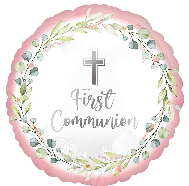18" My First Communion Pink Foil Balloon
