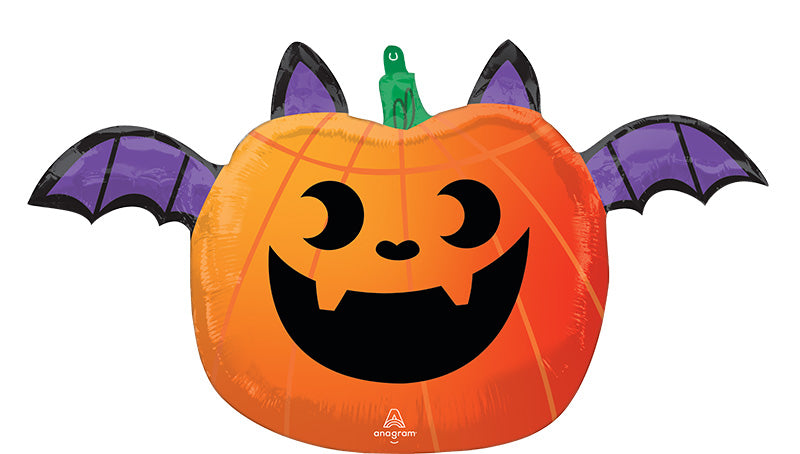 26" Fun & Spooky Pumpkin Bat Foil Balloon