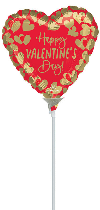 4" Airfill Only Golden Happy Valentine's Day Foil Balloon