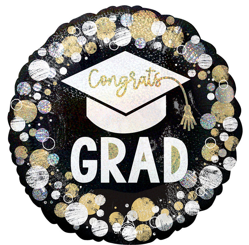 18" Congrats Grad Circles & Dots Foil Balloon