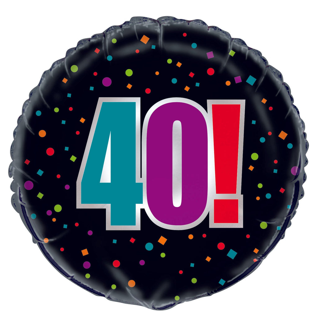18" 40th Birthday Cheer Foil Balloon Packaged