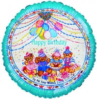 36" Happy Birthday Bears Foil Balloon