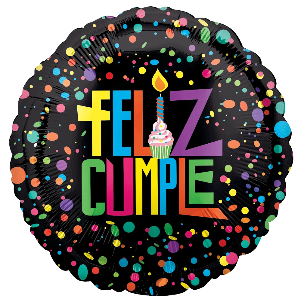 18" Feliz Cumpleaños Confeti (Spanish) Foil Balloon