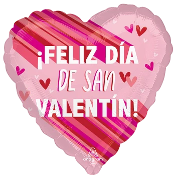 46377 Feliz Dia De San Valentin Stripes foil balloons anagram 