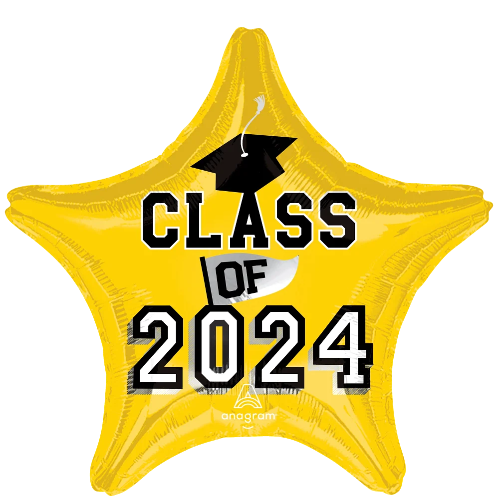 46637 Class of 2024 Yellow foil balloons anagram 