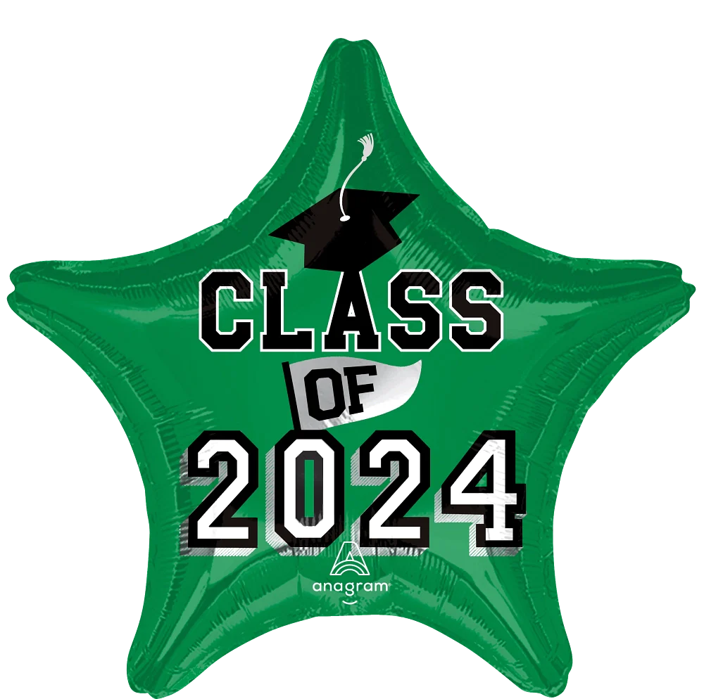 46638 Class of 2024 Green foil balloons anagram 
