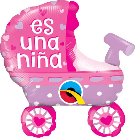 14" Airfill Only Es Una Nina Baby Stroller Foil Balloon