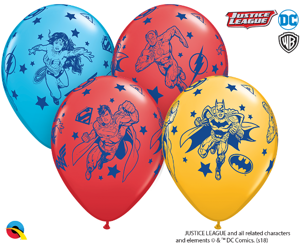 11" Justice League Super Heroes Latex Balloons (25 Count)