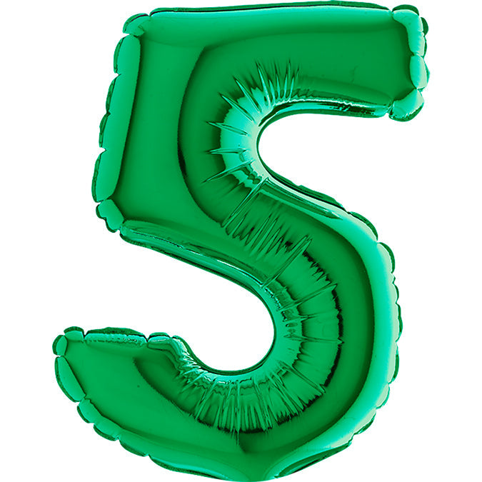 7" Airfill Only (requires heat sealing) Number Balloon 5 Green