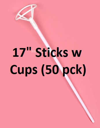 17" Sticks with CUPS for 18" Balloons (50 Pack)