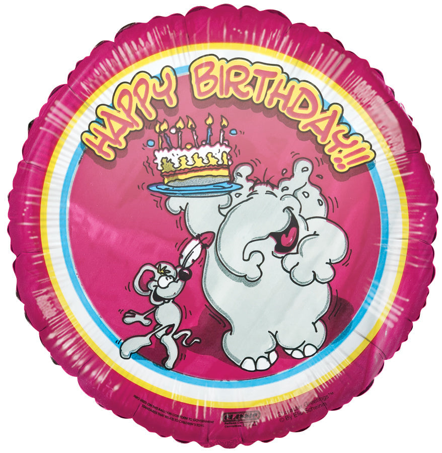 9" Airfill Only Happy Birthday Elephant Foil Balloon