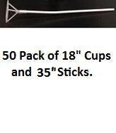 35" Sticks with CUPS for 18" Balloons (50 Pack)