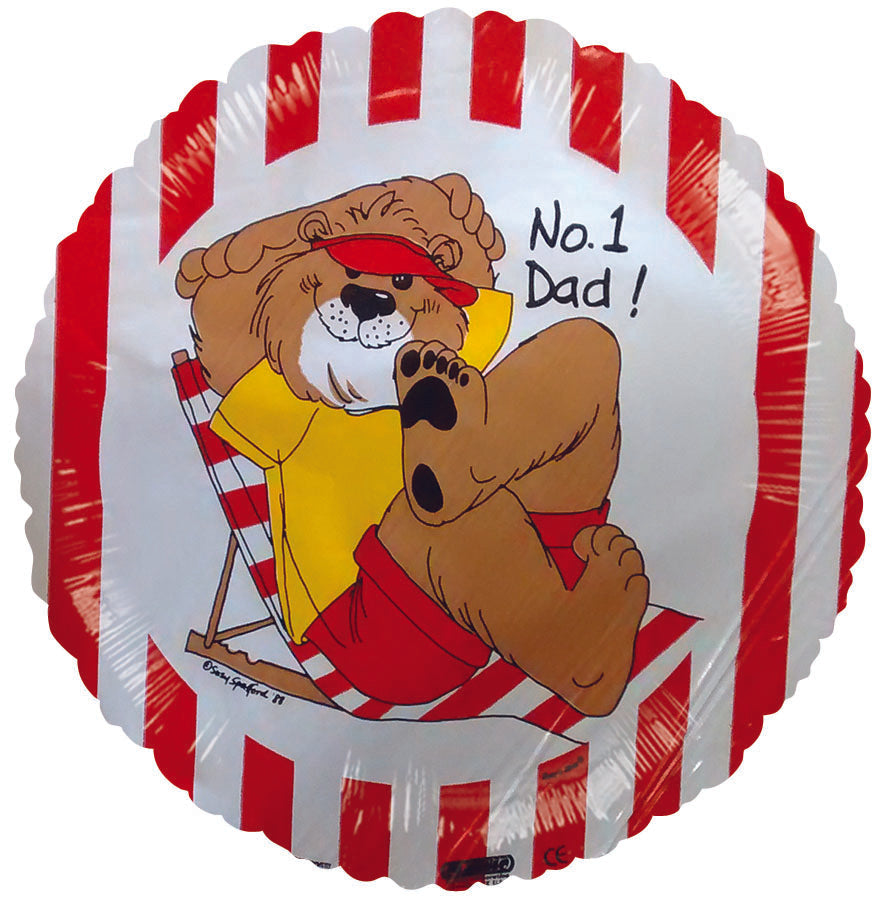9" #1 Dad Bear Red Stripes Airfill Only Balloon