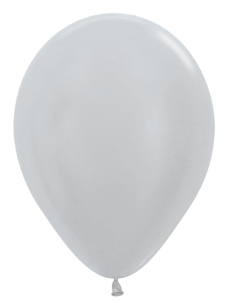 5" Latex Balloons (100 Per Bag) Metallic Silver Betallatex