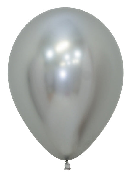 5" Reflex Silver Latex Balloons (100 Per Bag)