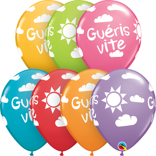 11" Festive (50 Per Bag) Gueris Vite Ensoleille Latex Balloons