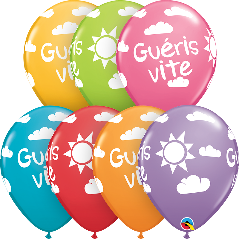 11" Festive (50 Per Bag) Gueris Vite Ensoleille Latex Balloons