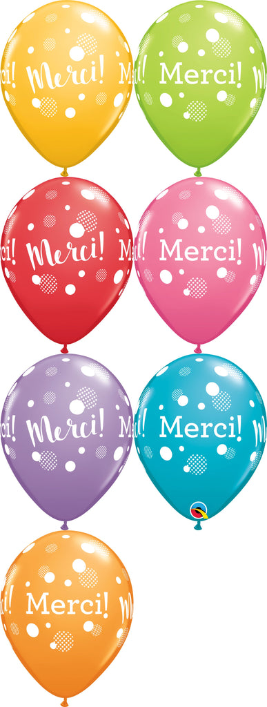 11" Festive (50 Per Bag) Merci Pois Par Dessus Pois Latex Balloons