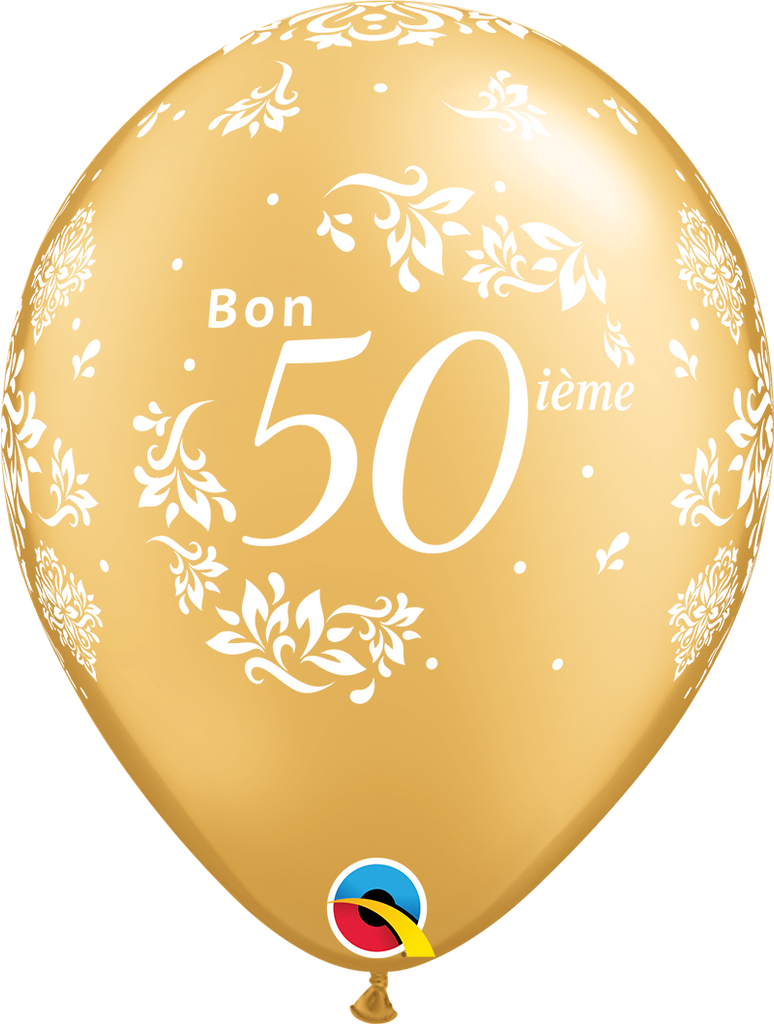 11" Gold (50 Count) Bon 50 Damas Latex Balloons