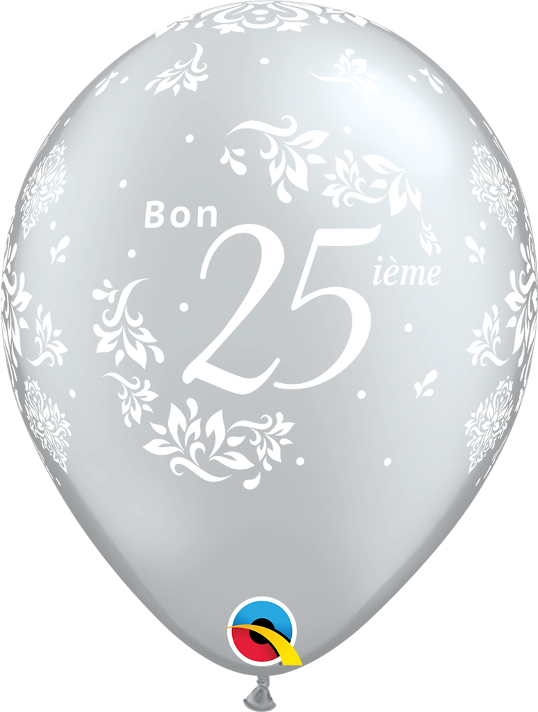 11" Silver (50 Count) Bon 25 Damas Latex Balloons
