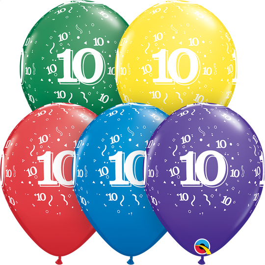 11" Special Assorted (50 Count) 10 Confetti Latex Balloons