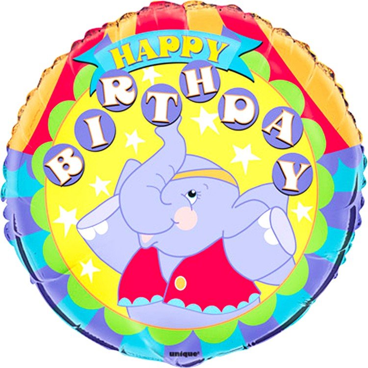18" Happy Birthday Happy Elephant Foil Balloon