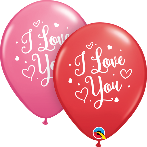 11" Latex Balloons Latex Red and Rose I Love You Hearts Script (50 Count)