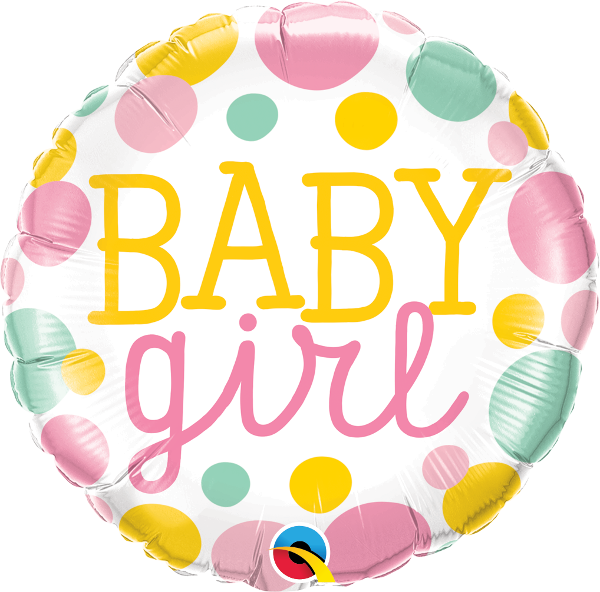 18" Baby Girl Dots Foil Balloon
