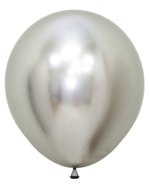 18" Latex Balloons (15 Count) Reflex Silver